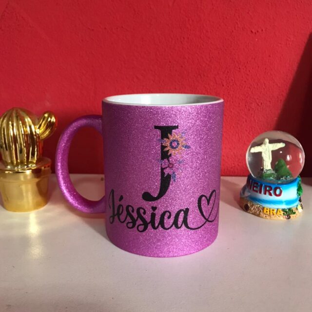 CANECA PORCELANA PERSONALIZADA GITTER ROSA