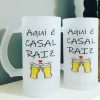 Caneca de chopp vidro jateado Casal Raiz