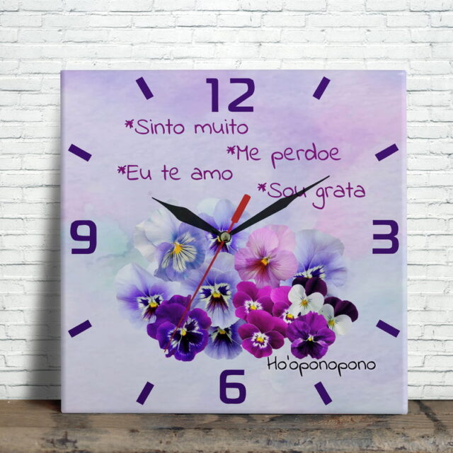 Relógio Azulejo Personalizado - 20x20 Ho'oponopono Floral Zen